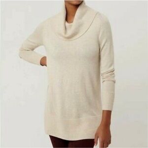 LOFT Cream Cowl Neck Sweater